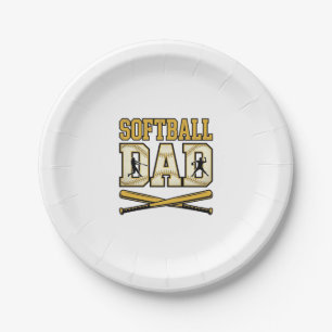 Softball-Vater Vintage-Stich Bat Grafik_1 Pappteller