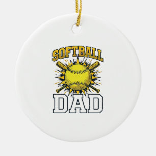 Softball-Vater Vintage-Stickerei-Shirt-Design_1 Keramik Ornament