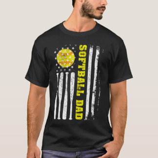 Softball-Vater Vintage-USA-Amerikanische-Flagge Va T-Shirt