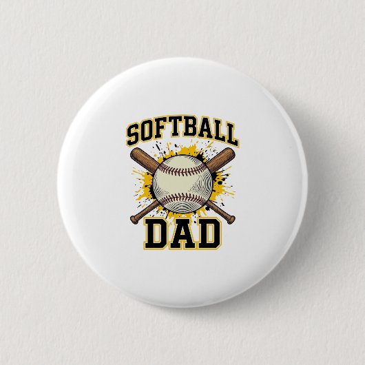 Softball-Vater Vintage-Varsity-überkreuzte-Schläge Button (Vorderseite)