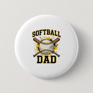 Softball-Vater Vintage-Varsity-Überkreuzte-Schläge Button