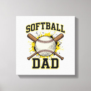 Softball-Vater Vintage-Varsity-Überkreuzte-Schläge Leinwanddruck