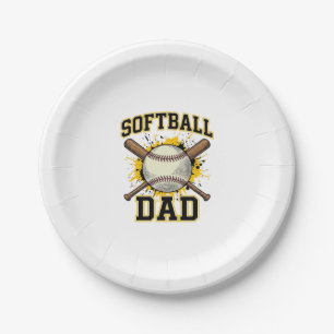 Softball-Vater Vintage-Varsity-überkreuzte-Schläge Pappteller