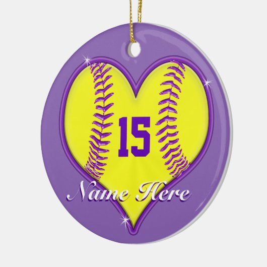 Softball-Verzierung Ihr NAME, ZAHL oder löschen Keramik Ornament (Links)