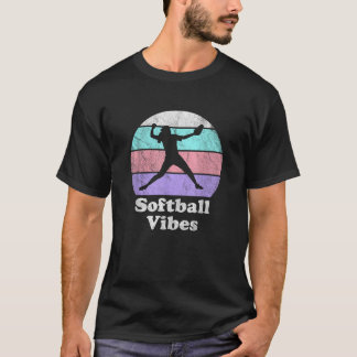 Softball Vibes Retro Vintage Mädchen oder Frauen P T-Shirt