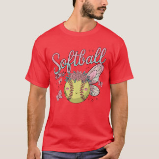 Softball-Vibes-Shirt Retro Groovy Game Day Mädchen T-Shirt