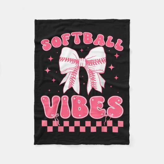 Softball Vibes Softball Couqette Groovy Softball G Fleecedecke (Vorderseite)