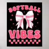 Softball Vibes Softball Couqette Groovy Softball G Poster (Vorne)