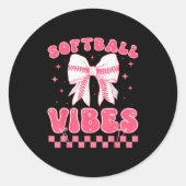 Softball Vibes Softball Couqette Groovy Softball G Runder Aufkleber (Vorderseite)