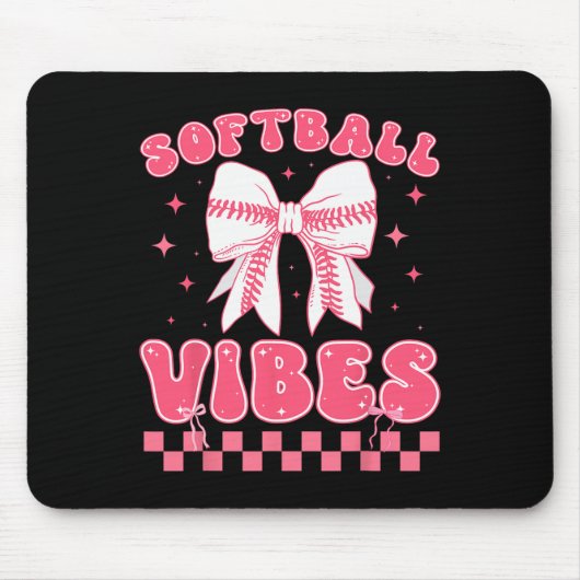 Softball Vibes Softball Kokette Groovy Softball G Mousepad (Vorne)