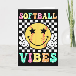 Softball-Vibes Softball Retro Groovy Spieltag Mädc Karte