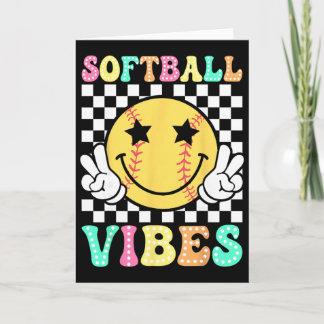 Softball-Vibes Softball Retro Groovy Spieltag Mädc Karte
