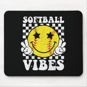 Softball Vibes Softball Retro Groovy Spieltag Mädc Mousepad
