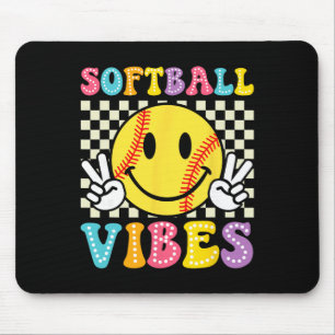 Softball Vibes Softball Retro Groovy Spieltag Mädc Mousepad