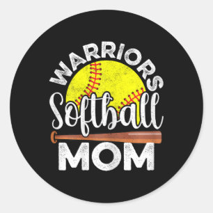 Softball Warriors Mama - Muttertag Softball Mama Runder Aufkleber