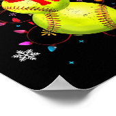 Softball Weihnachten Lustiger Softball Schneemann Poster (Ecke)