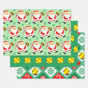 Softball-Weihnachts-Geschenkverpackungspapier Geschenkpapier Set