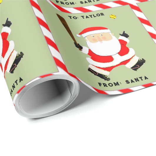 Softball Weihnachtsfeiertag Geschenkpapier (Rolleneckpunkt)