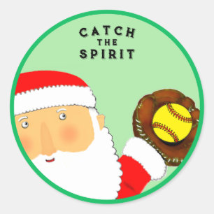 Softball-Weihnachtsgeschenk Runder Aufkleber