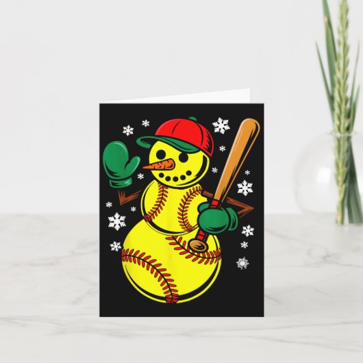 Softball Weihnachtsmannmütze Snowman Xmas Funny So Karte (Vorderseite)