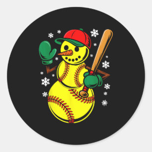 Softball Weihnachtsmannmütze Snowman Xmas Funny So Runder Aufkleber