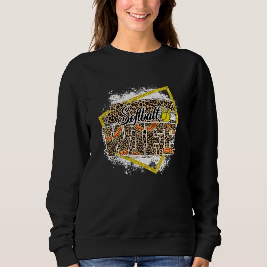 Softball Wife Leopard Bleached Family Matching Sweatshirt (Vorderseite)
