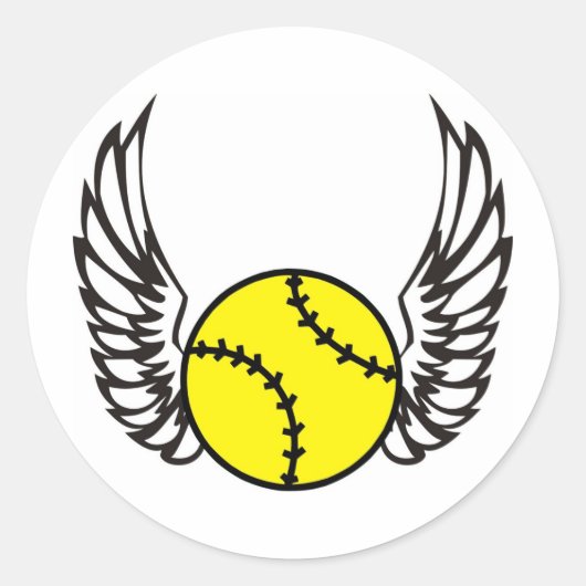 Softball Wings Runder Aufkleber (Vorderseite)