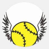 Softball Wings Runder Aufkleber (Vorderseite)