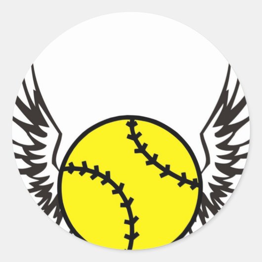 Softball Wings Runder Aufkleber (Vorderseite)