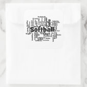 Softball Word Cloud Quadratischer Aufkleber (Tasche)
