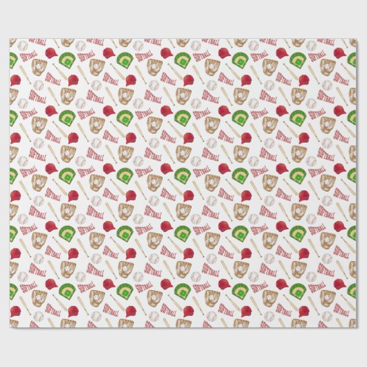 Softball Wrapping Paper Geschenkpapier (Flach)