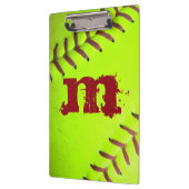 Softball Yellow Fast Monogram Initial Clip Board Klemmbrett (Links)
