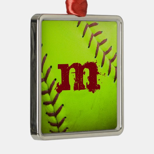 Softball Yellow Fast Pit Monogram Initial Ornament (Rechts)