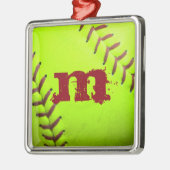 Softball Yellow Fast Pit Monogram Initial Ornament (Links)