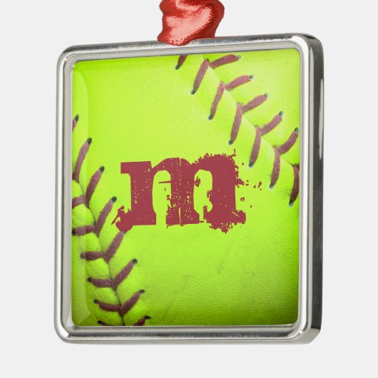 Softball Yellow Fast Pit Monogram Initial Ornament (Links)