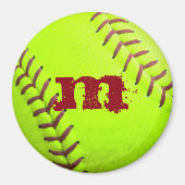 Softball Yellow Fast Pitch Monogram Initial Magnet (Vorne)