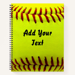 Softball Yellow Softball Sportteam Coach Notizblock