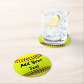 Softball Yellow Softball Sportteam-Trainer Runder Pappuntersetzer (Vor Ort)