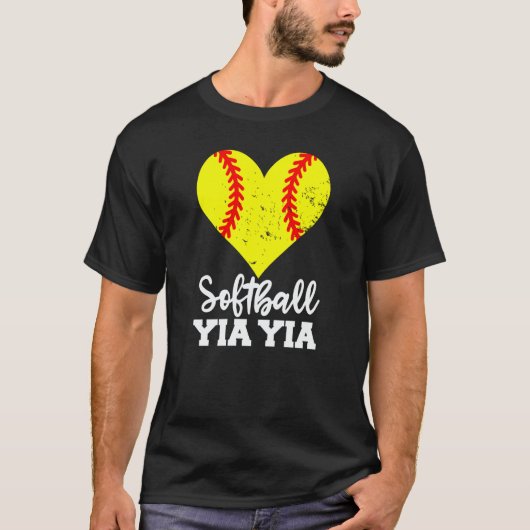 Softball Yia Yia Softball Heart Grandma YiaYia T-Shirt (Vorderseite)
