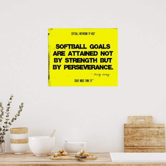 Softball-Zitate in Threads 007 Poster (Küche)