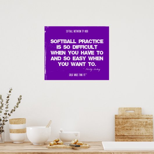 Softball-Zitate in Threads 008 Poster (Küche)