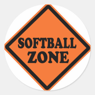 Softball Zone Road Sign Runder Aufkleber