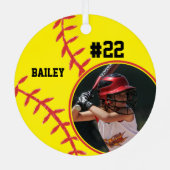 Softballname Jersey Nummer Foto Keepake Ornament Aus Metall (Rückseite)