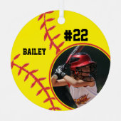 Softballname Jersey Nummer Foto Keepake Ornament Aus Metall (Vorderseite)