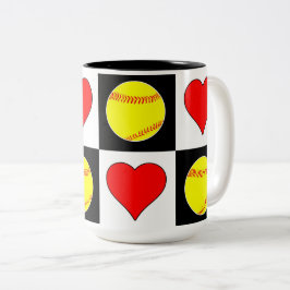 Softballs & Hörmuster Niedlicher FastpechSoftball Zweifarbige Tasse
