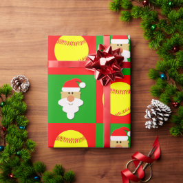 Softballs und Weihnachtsweihnachtsbäume Geschenkpapier