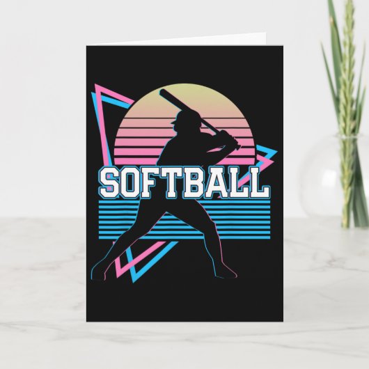 Softballspieler Retro  Karte (Vorderseite)