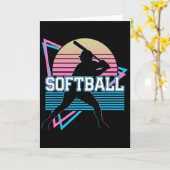 Softballspieler Retro  Karte (Gelbe Blume)