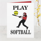Softballspieler spielt Softball Karte (Gelbe Blume)