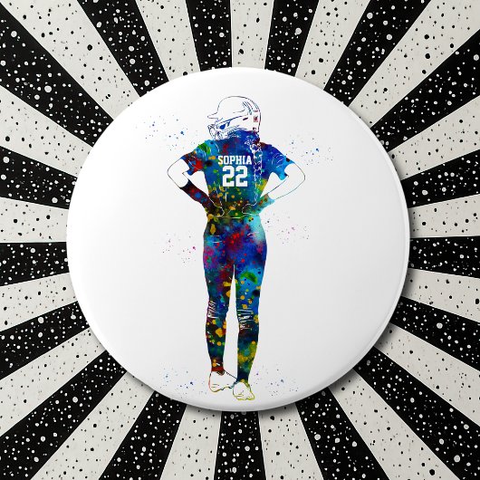 Softballspielerin Button